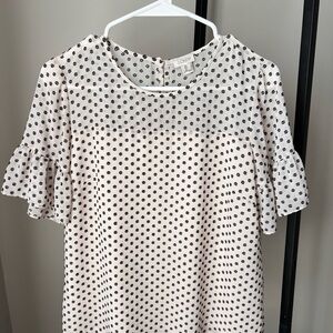 j crew women’s Polka Dot Ruffle Sleeve Blouse size medium